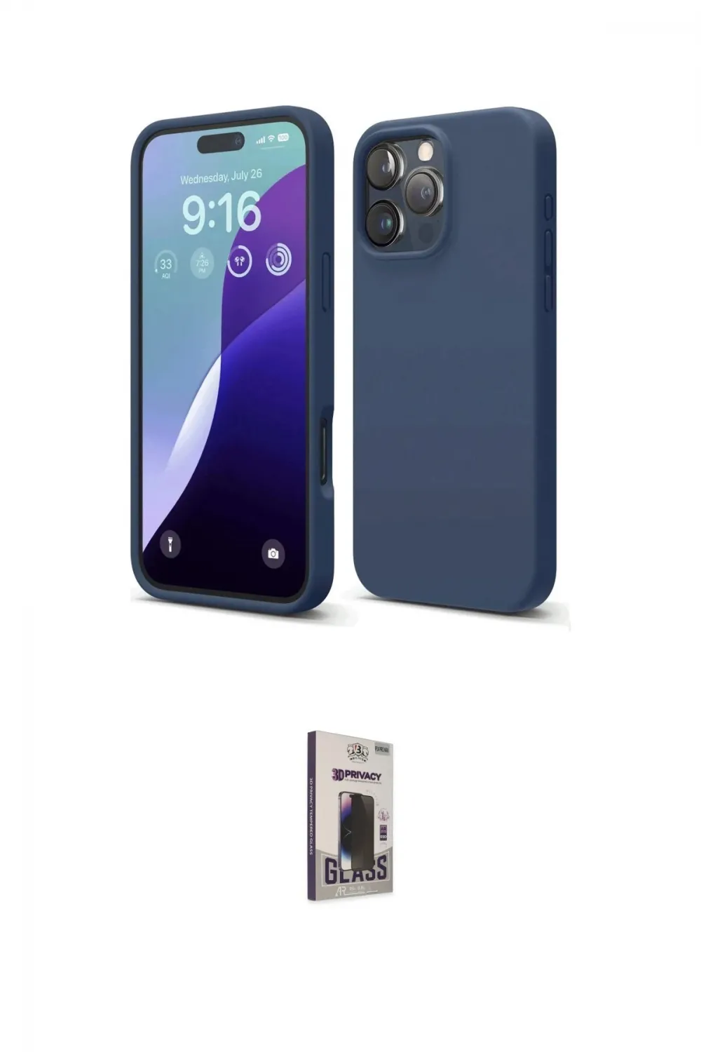 ieg™ iPhone 16 Pro Max Kılıf Ahenk Serisi - Siyah Bilvis Hayalet Cam Ekran Koruyucu