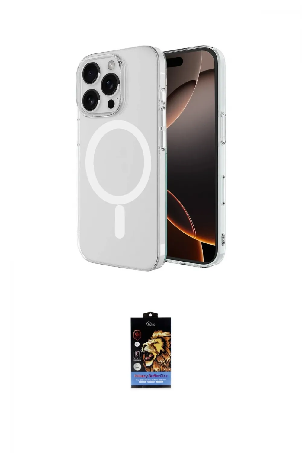 ieg™ iPhone 16 Pro Max Kılıf Ahenk Yansıma Prime - Siyah Buffer Hayalet Cam Ekran Koruyucu