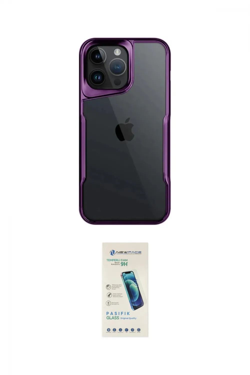 ieg™ iPhone 16 Pro Max Kılıf Akış Çizgi Koleksiyonu - Şeffaf Pasifik Cam Ekran Koruyucu