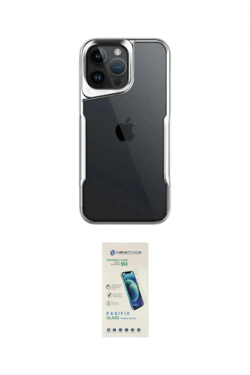 ieg™ iPhone 16 Pro Max Kılıf Akış Çizgi Koleksiyonu - Şeffaf Pasifik Cam Ekran Koruyucu