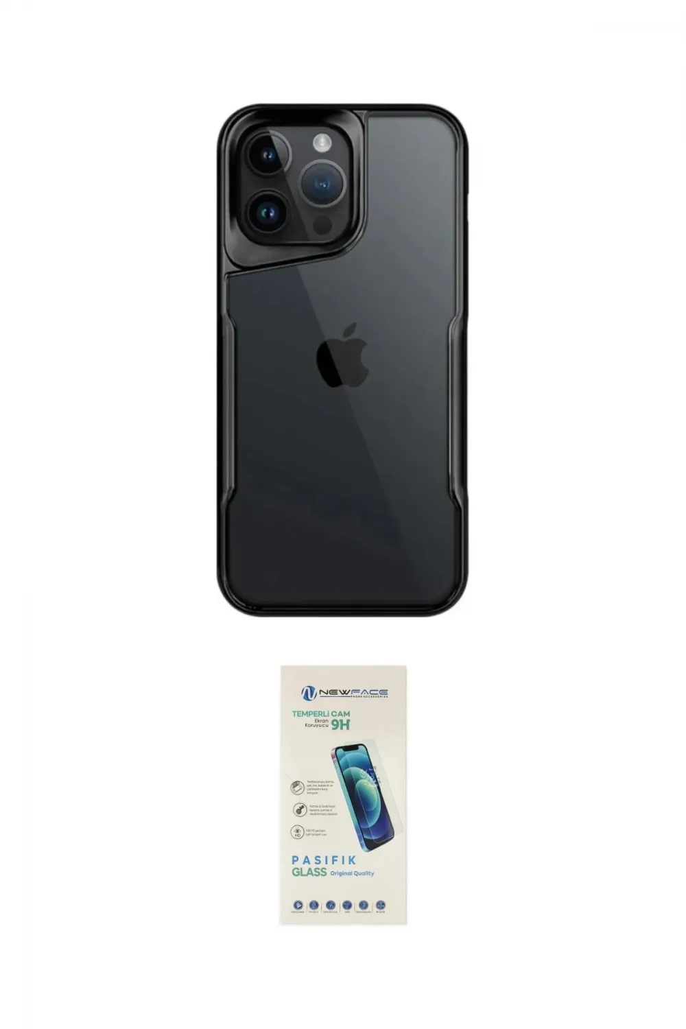 ieg™ iPhone 16 Pro Max Kılıf Akış Çizgi Koleksiyonu - Şeffaf Pasifik Cam Ekran Koruyucu