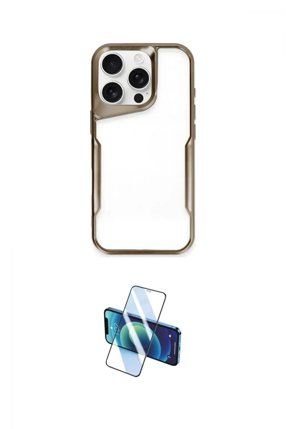 ieg™ iPhone 16 Pro Max Kılıf Akış Çizgi Koleksiyonu - Siyah 3D Antistatik Cam Ekran Koruyucu