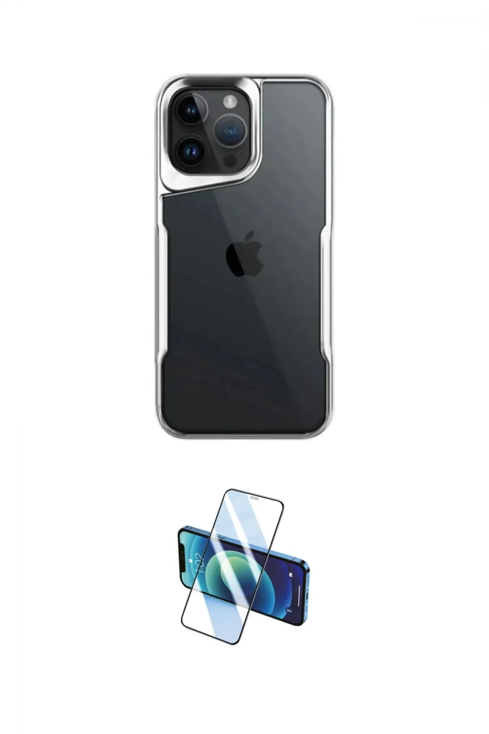 ieg™ iPhone 16 Pro Max Kılıf Akış Çizgi Koleksiyonu - Siyah 3D Antistatik Cam Ekran Koruyucu