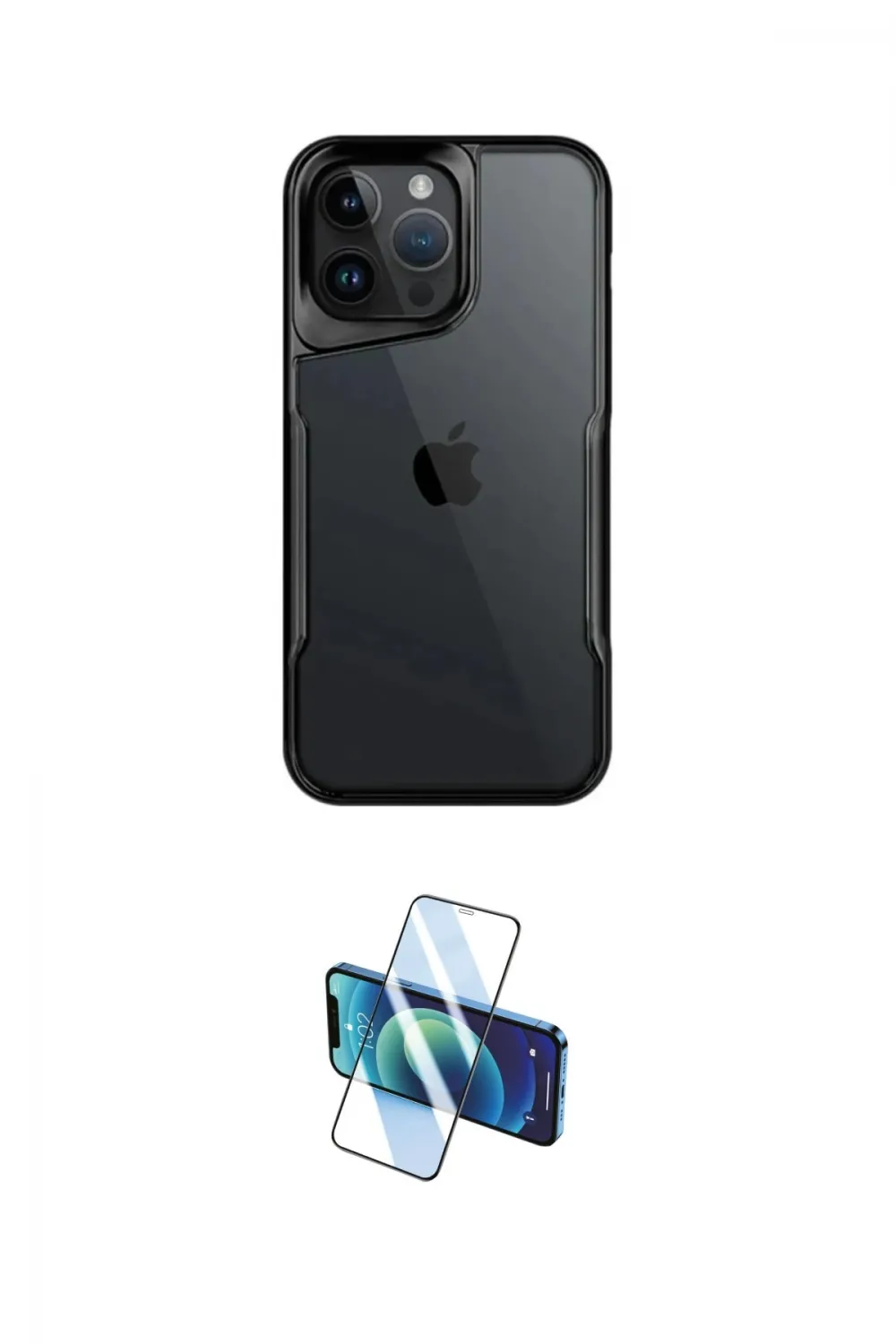 ieg™ iPhone 16 Pro Max Kılıf Akış Çizgi Koleksiyonu - Siyah 3D Antistatik Cam Ekran Koruyucu