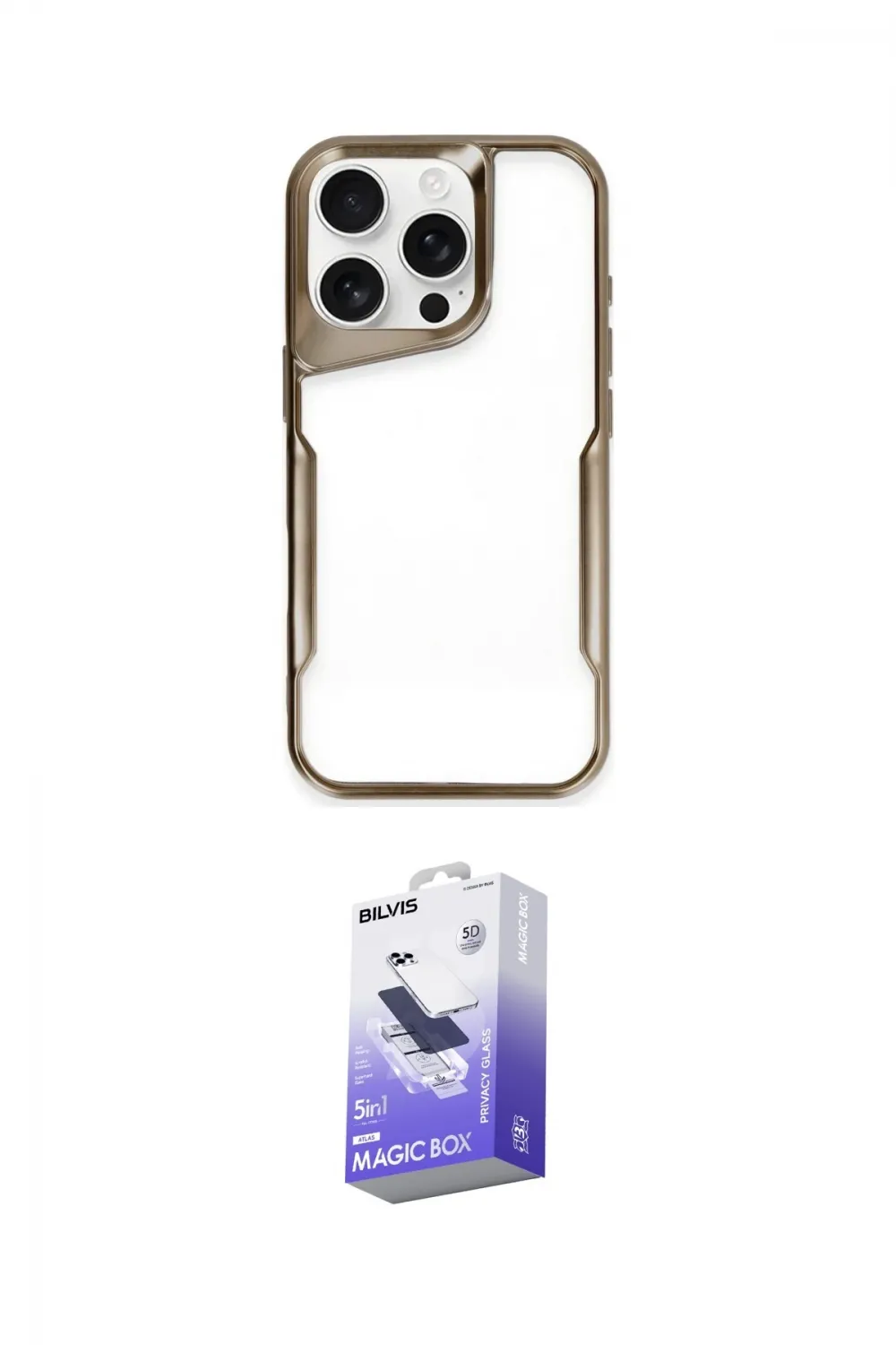ieg™ iPhone 16 Pro Max Kılıf Akış Çizgi Koleksiyonu - Siyah Bilvis 5in1 5D Magic Hayalet Cam Ekran Koruyucu