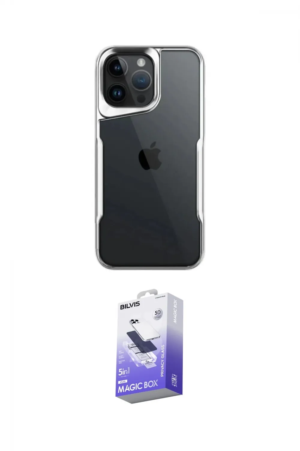 ieg™ iPhone 16 Pro Max Kılıf Akış Çizgi Koleksiyonu - Siyah Bilvis 5in1 5D Magic Hayalet Cam Ekran Koruyucu