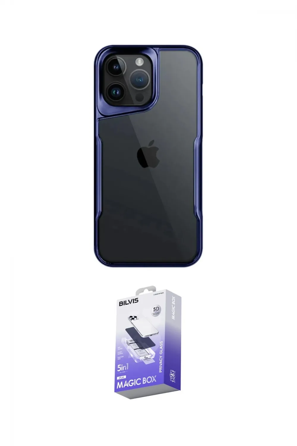 ieg™ iPhone 16 Pro Max Kılıf Akış Çizgi Koleksiyonu - Siyah Bilvis 5in1 5D Magic Hayalet Cam Ekran Koruyucu