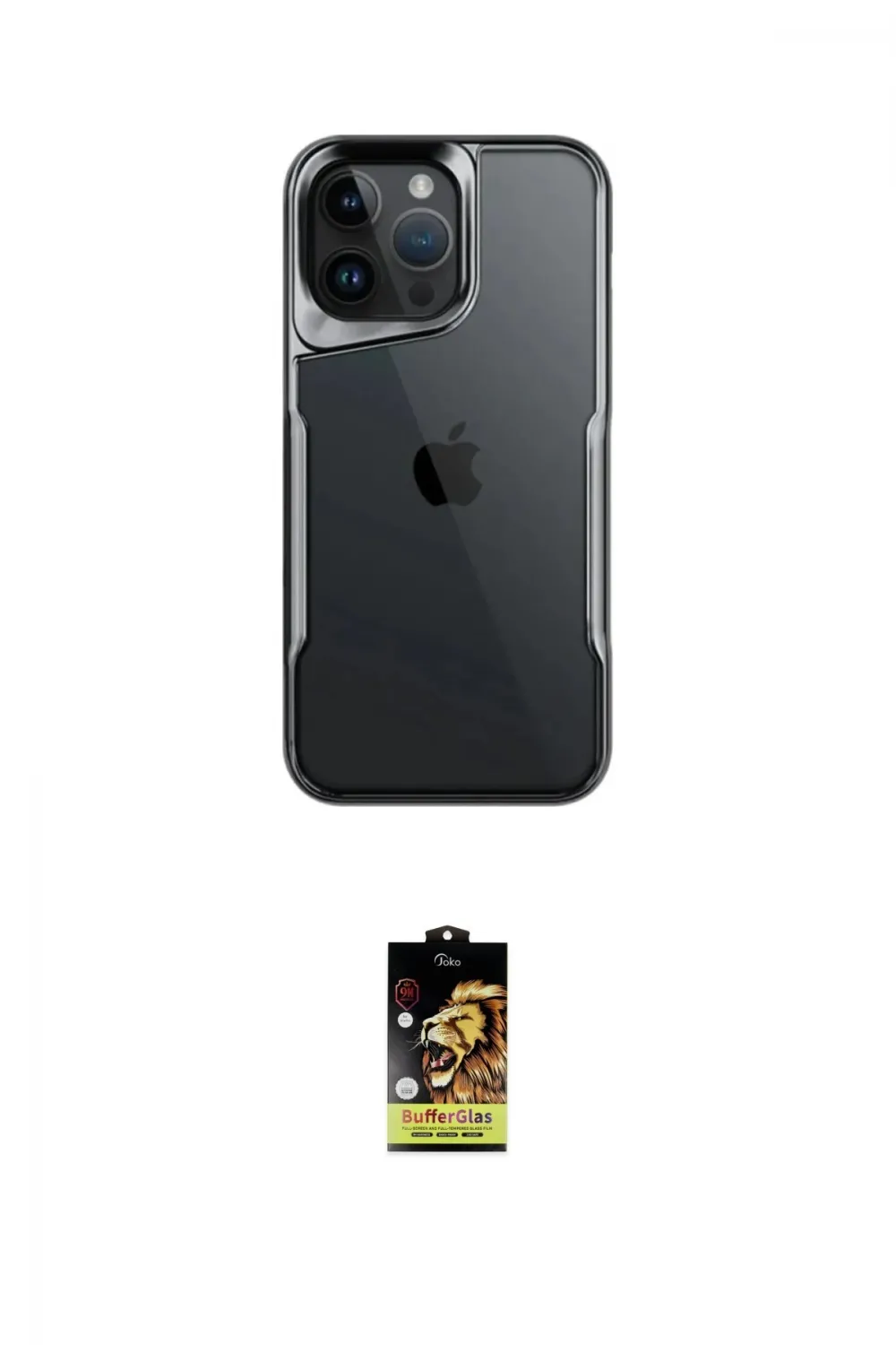 ieg™ iPhone 16 Pro Max Kılıf Akış Çizgi Koleksiyonu - Siyah Buffer Cam Ekran Koruyucu