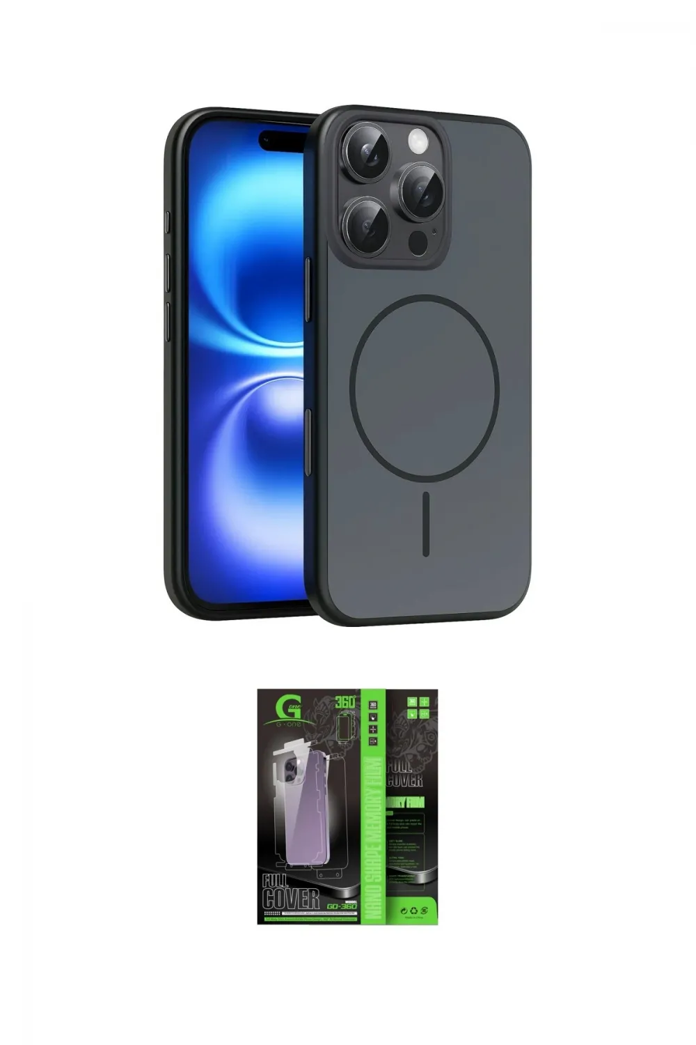 ieg™ iPhone 16 Pro Max Kılıf Atlas Asil Prime - Şeffaf 360 Full Body Arka Koruyucu