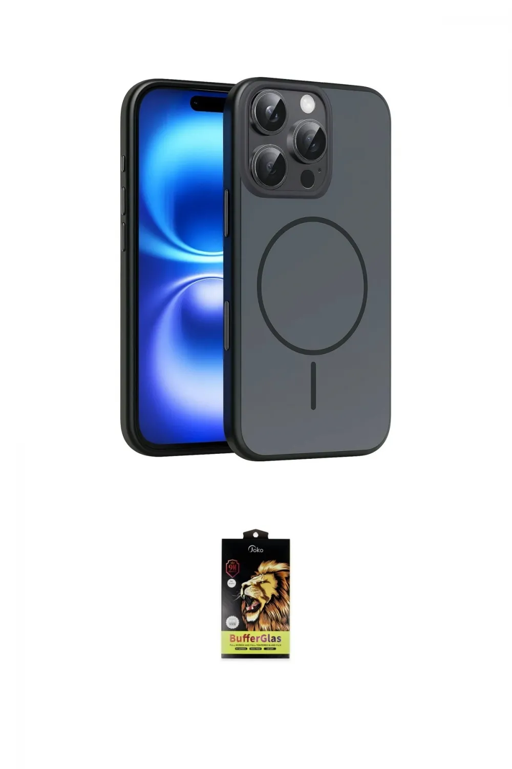 ieg™ iPhone 16 Pro Max Kılıf Atlas Asil Prime - Siyah Buffer Cam Ekran Koruyucu