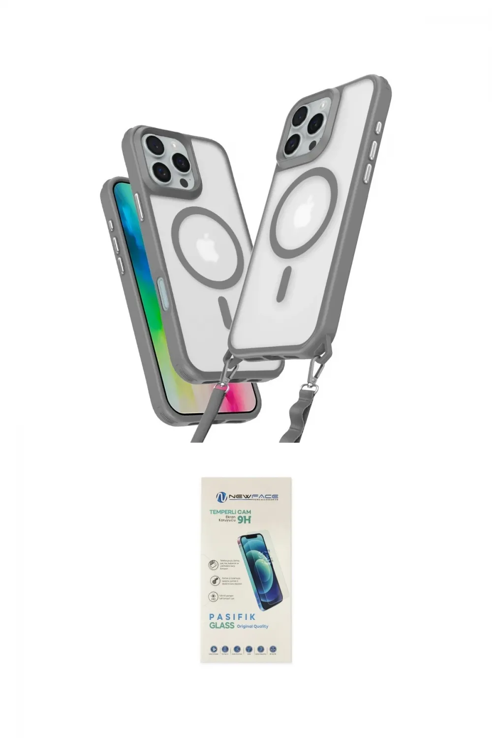 ieg™ iPhone 16 Pro Max Kılıf Atlas Doku Koleksiyonu - Şeffaf Pasifik Cam Ekran Koruyucu