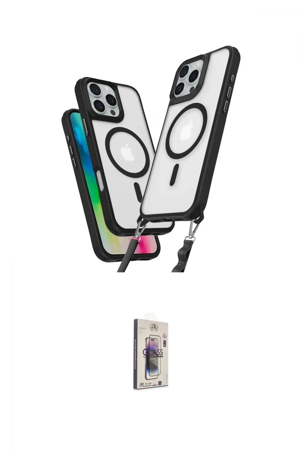 ieg™ iPhone 16 Pro Max Kılıf Atlas Doku Koleksiyonu - Siyah Bilvis 3D Cam Ekran Koruyucu