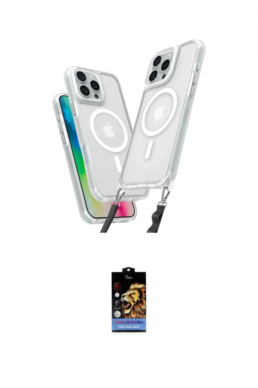 ieg™ iPhone 16 Pro Max Kılıf Atlas Doku Koleksiyonu - Siyah Buffer Hayalet Cam Ekran Koruyucu