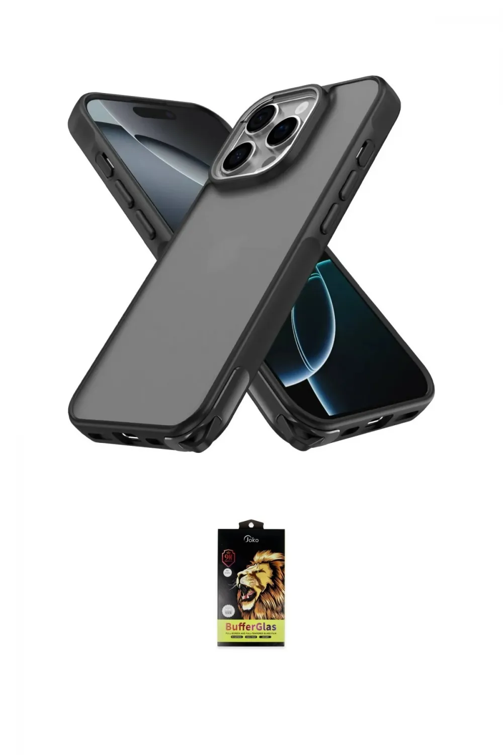 ieg™ iPhone 16 Pro Max Kılıf Atlas Form - Siyah Buffer Cam Ekran Koruyucu