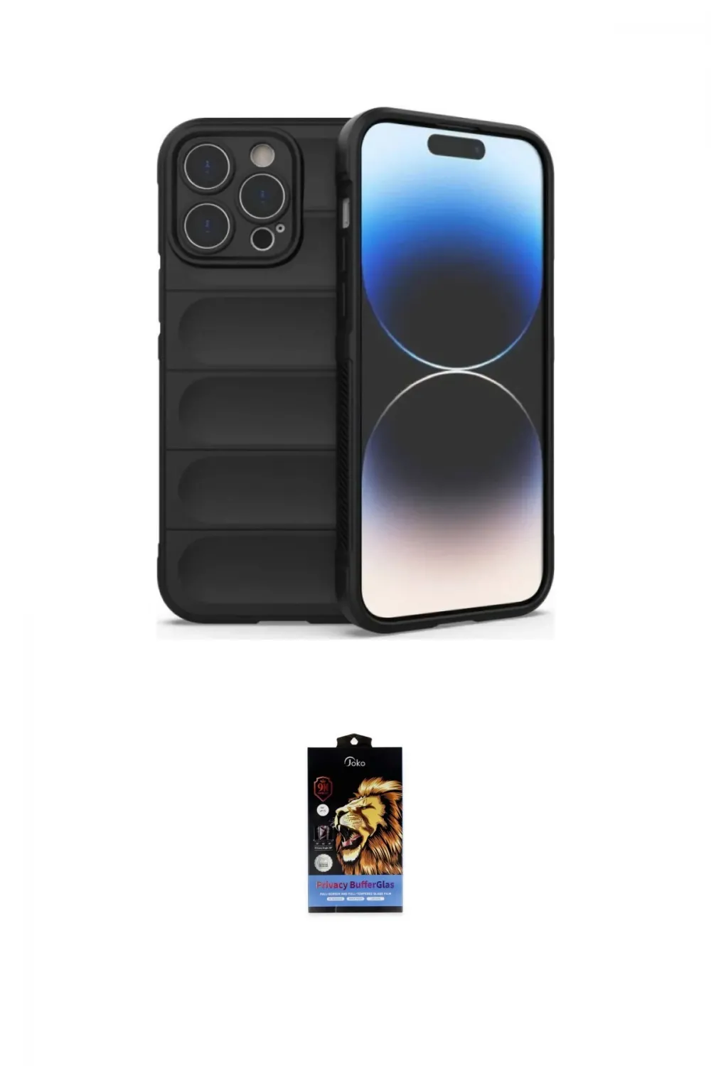 ieg™ iPhone 16 Pro Max Kılıf Atlas Koleksiyonu - Siyah Buffer Hayalet Cam Ekran Koruyucu