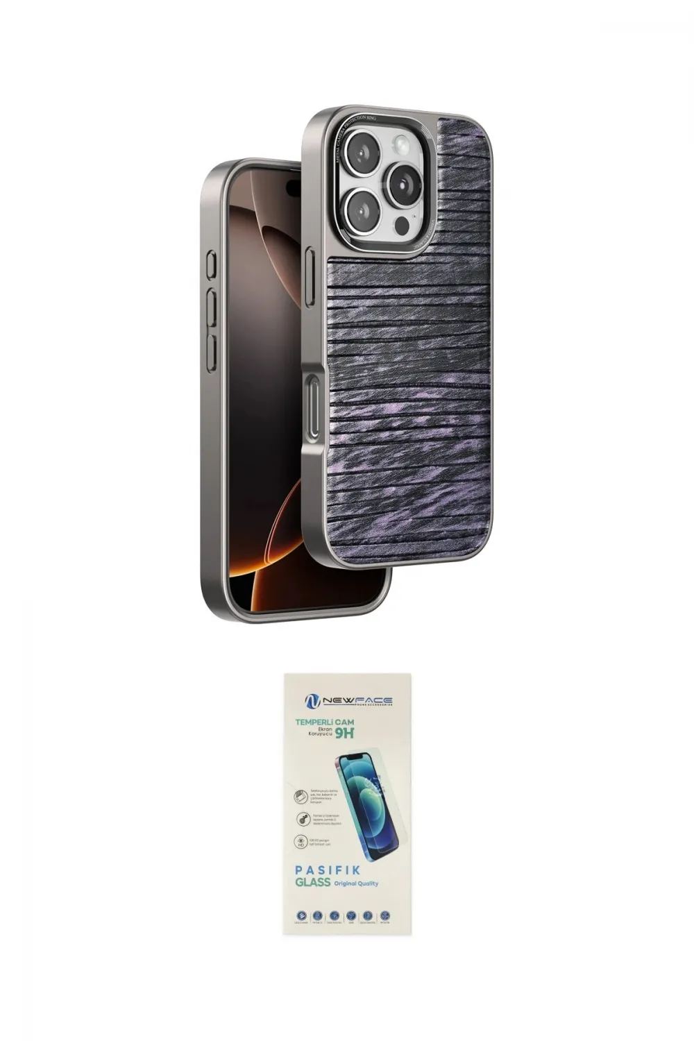 ieg™ iPhone 16 Pro Max Kılıf Atlas Minimal Özel Seri - Şeffaf Pasifik Cam Ekran Koruyucu