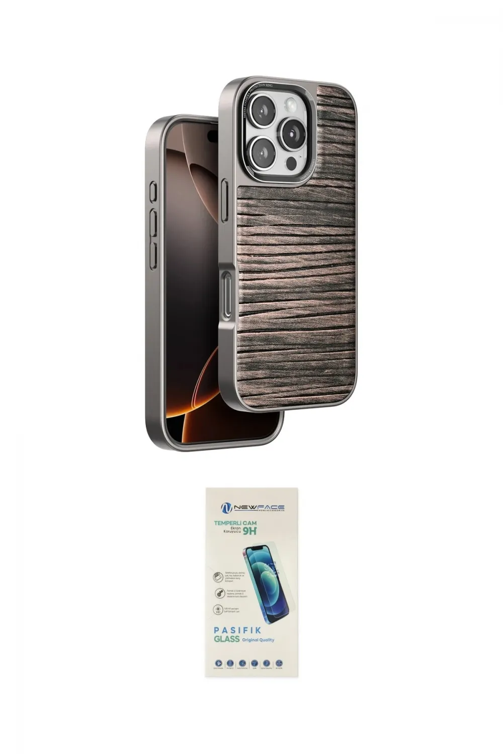 ieg™ iPhone 16 Pro Max Kılıf Atlas Minimal Özel Seri - Şeffaf Pasifik Cam Ekran Koruyucu