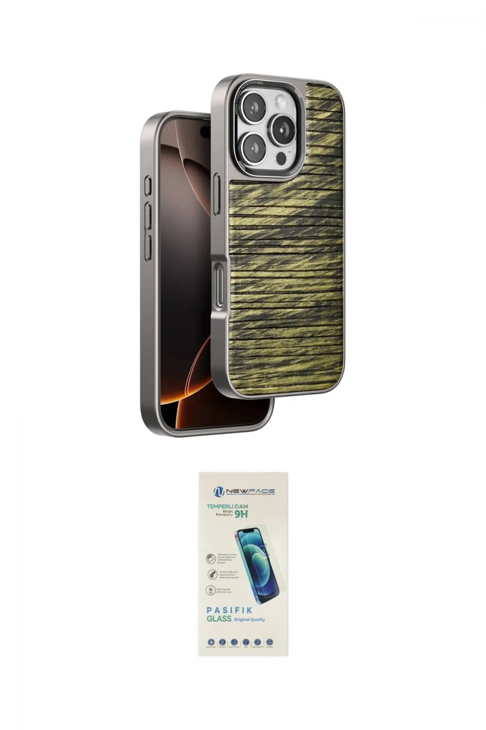 ieg™ iPhone 16 Pro Max Kılıf Atlas Minimal Özel Seri - Şeffaf Pasifik Cam Ekran Koruyucu