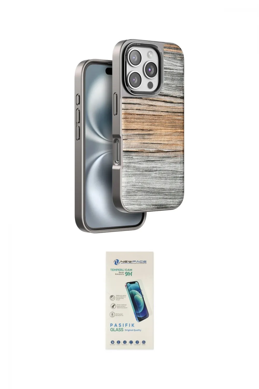ieg™ iPhone 16 Pro Max Kılıf Atlas Minimal Özel Seri - Şeffaf Pasifik Cam Ekran Koruyucu