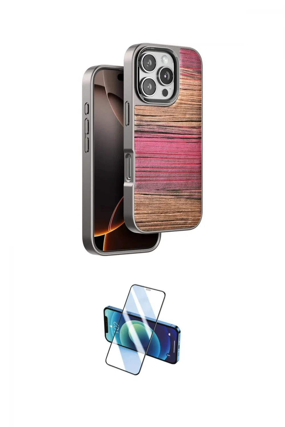 ieg™ iPhone 16 Pro Max Kılıf Atlas Minimal Özel Seri - Siyah 3D Antistatik Seramik Nano Ekran Koruyucu