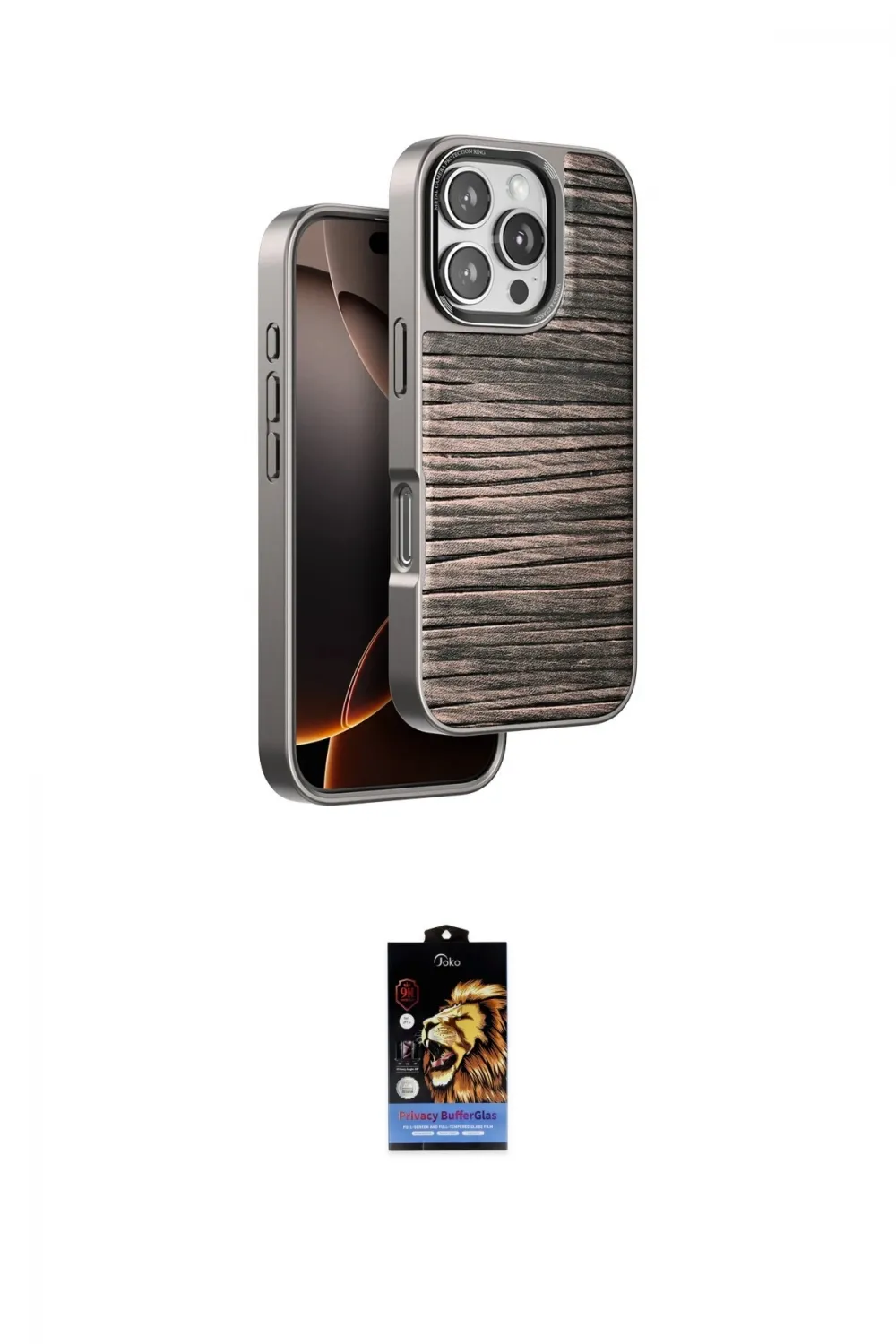 ieg™ iPhone 16 Pro Max Kılıf Atlas Minimal Özel Seri - Siyah Buffer Hayalet Cam Ekran Koruyucu