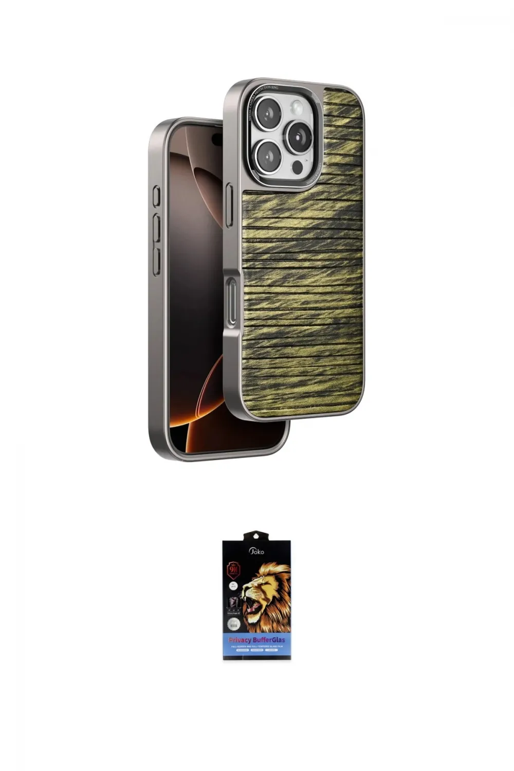 ieg™ iPhone 16 Pro Max Kılıf Atlas Minimal Özel Seri - Siyah Buffer Hayalet Cam Ekran Koruyucu
