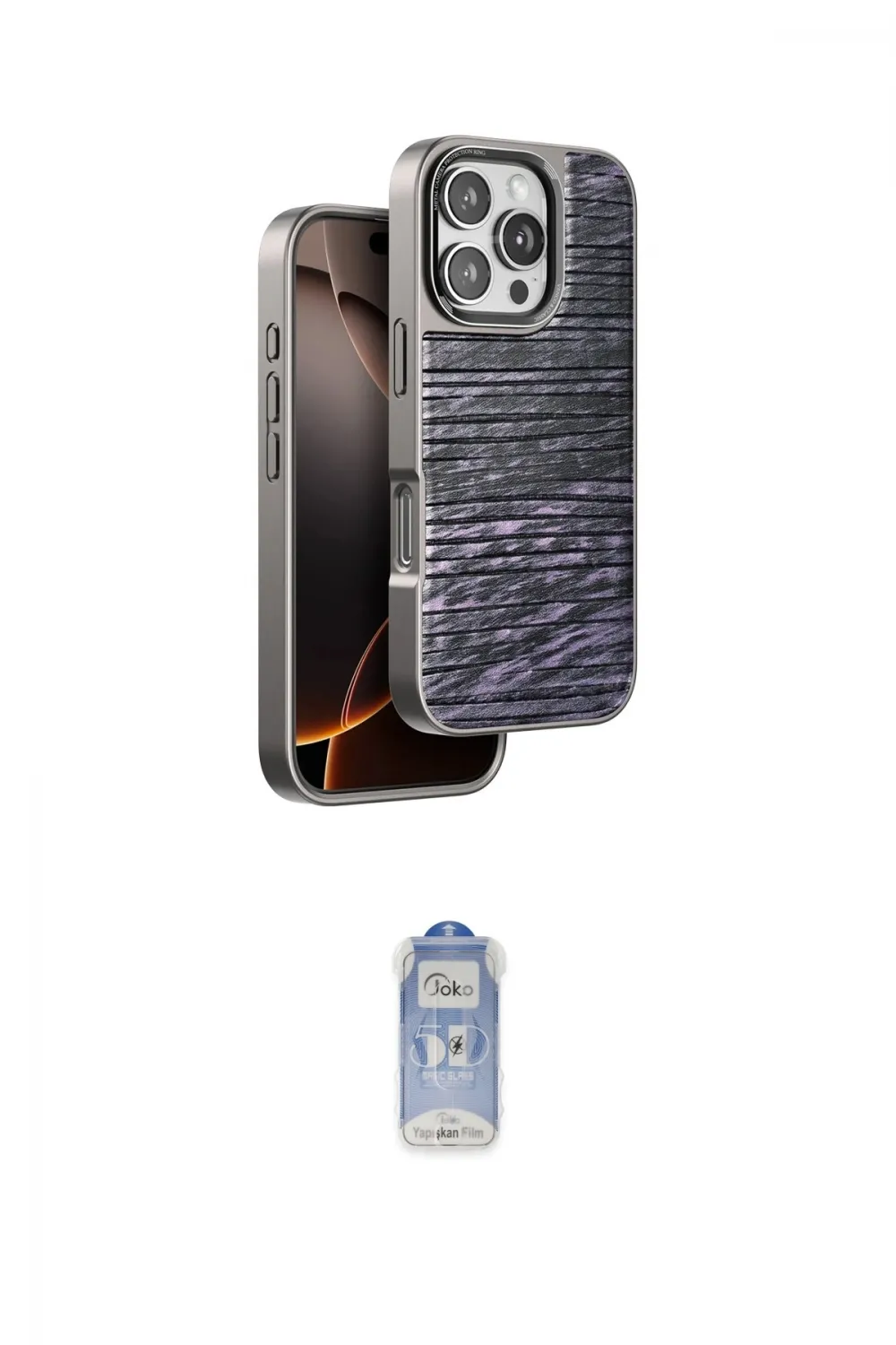 ieg™ iPhone 16 Pro Max Kılıf Atlas Minimal Özel Seri - Siyah Joko Magic 5D Cam