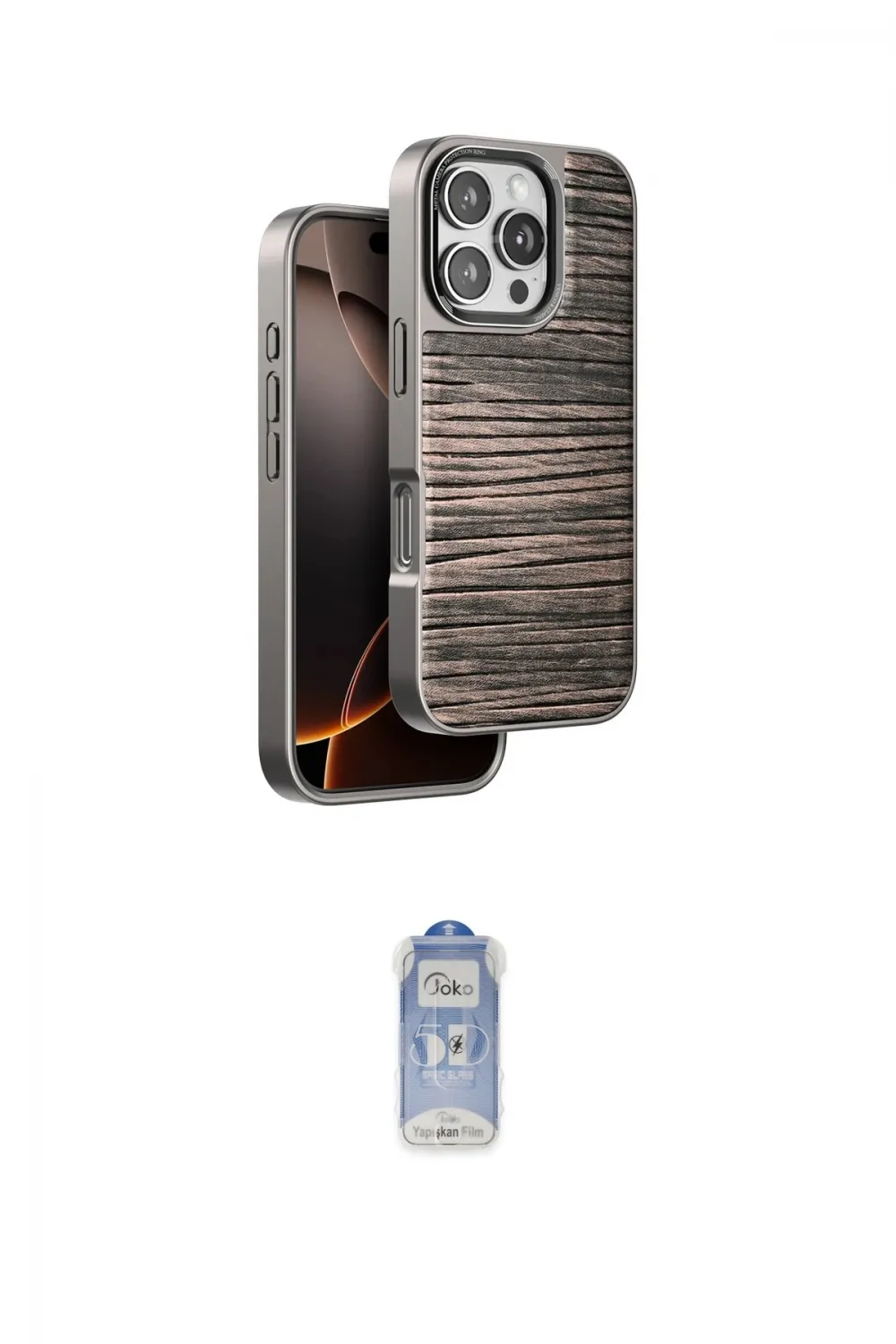 ieg™ iPhone 16 Pro Max Kılıf Atlas Minimal Özel Seri - Siyah Joko Magic 5D Cam