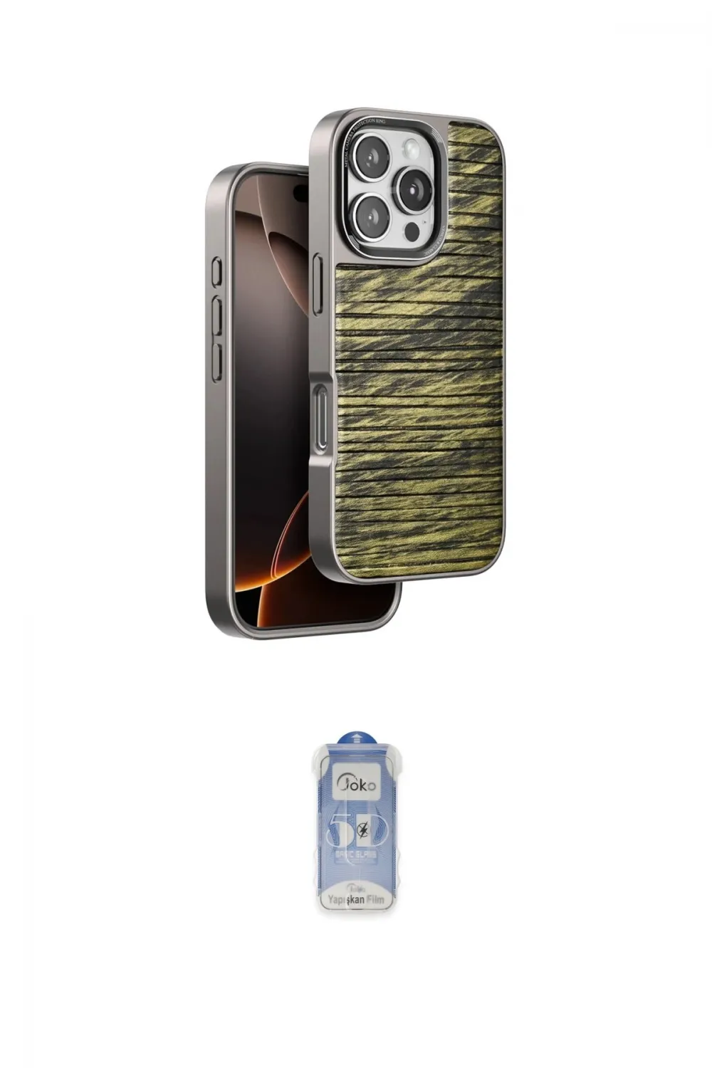 ieg™ iPhone 16 Pro Max Kılıf Atlas Minimal Özel Seri - Siyah Joko Magic 5D Cam