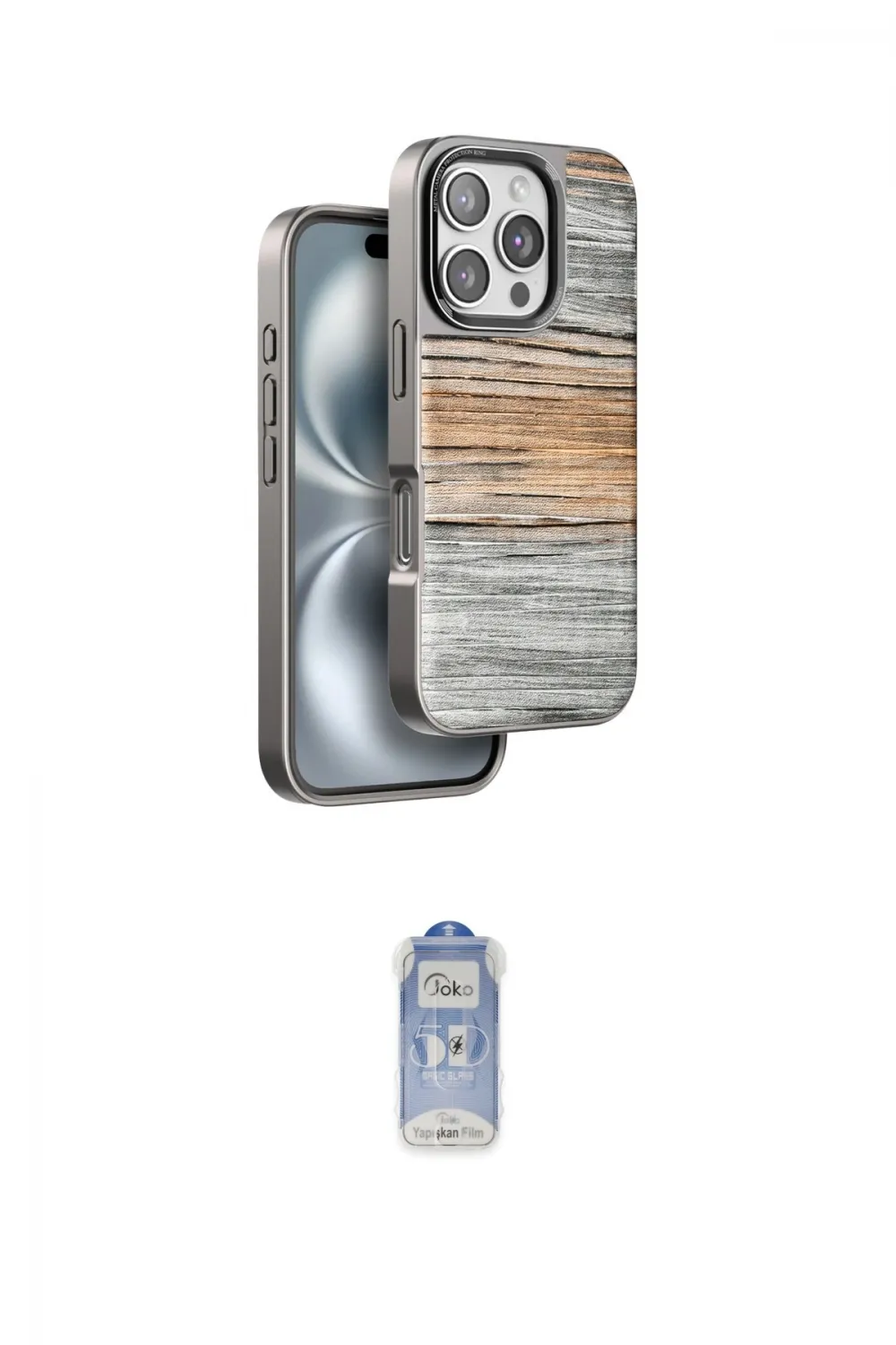ieg™ iPhone 16 Pro Max Kılıf Atlas Minimal Özel Seri - Siyah Joko Magic 5D Cam