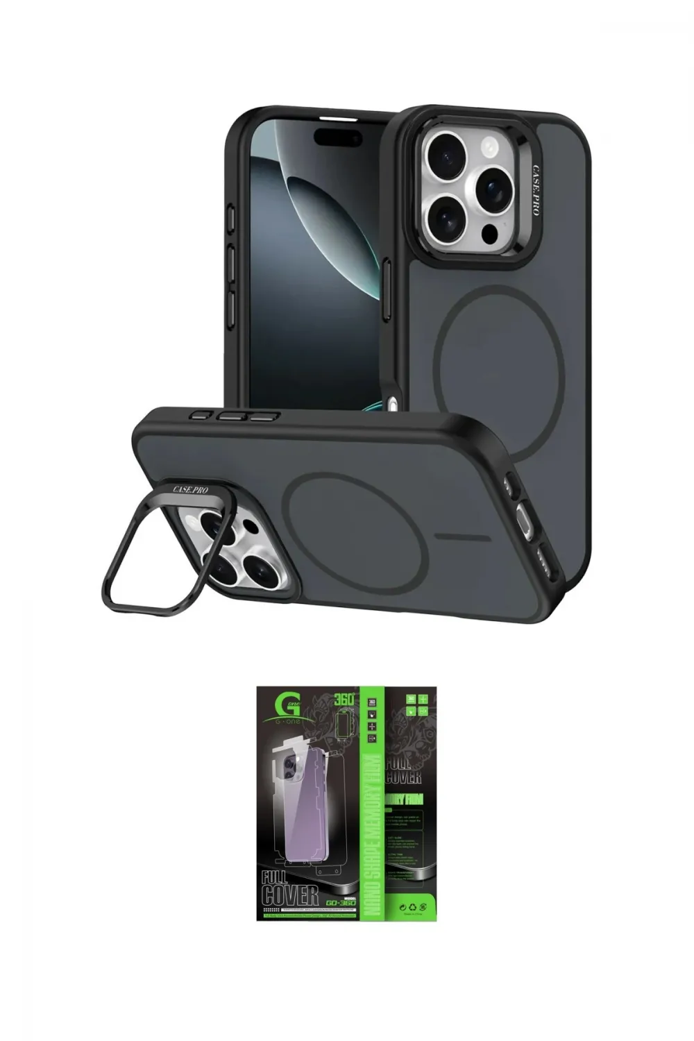 ieg™ iPhone 16 Pro Max Kılıf Çekirdek Klasik - Şeffaf 360 Full Body Arka Koruyucu