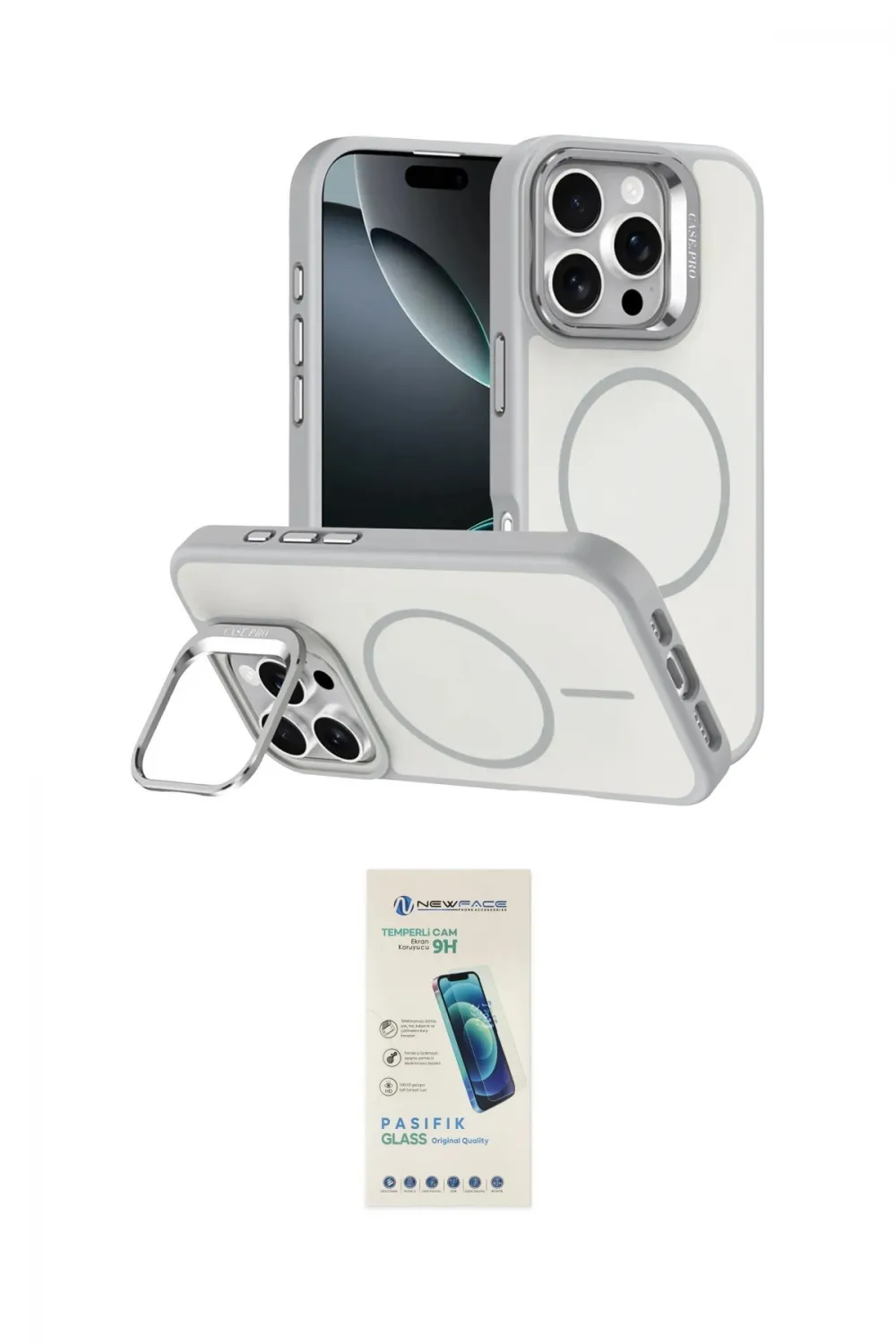 ieg™ iPhone 16 Pro Max Kılıf Çekirdek Klasik - Şeffaf Pasifik Cam Ekran Koruyucu