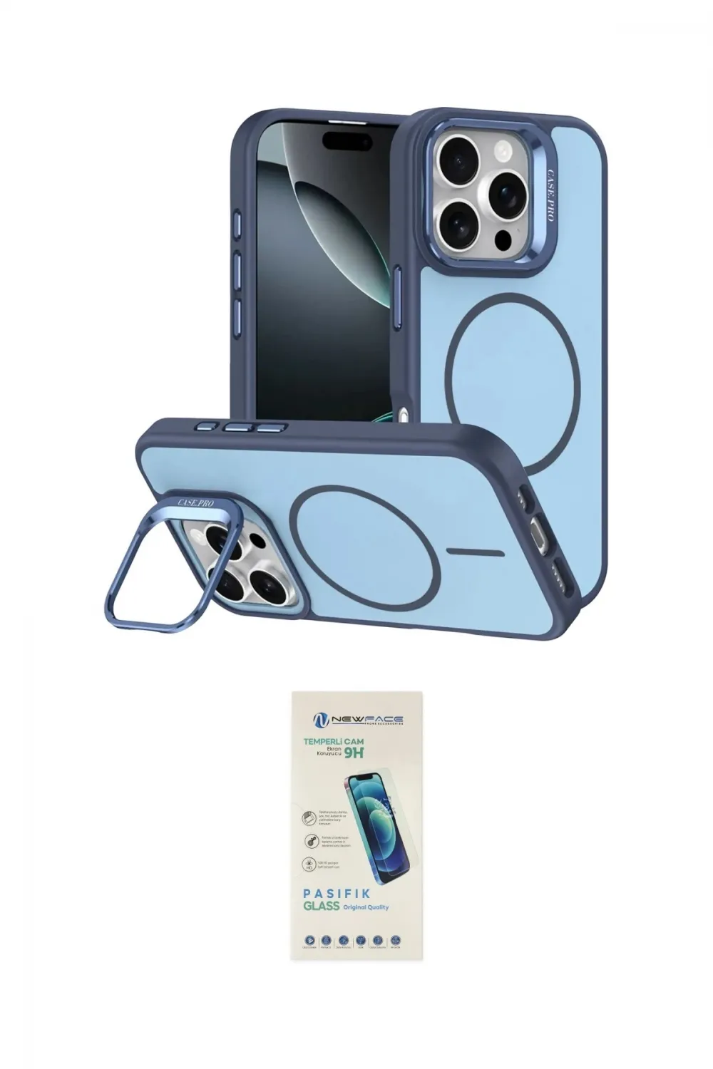 ieg™ iPhone 16 Pro Max Kılıf Çekirdek Klasik - Şeffaf Pasifik Cam Ekran Koruyucu