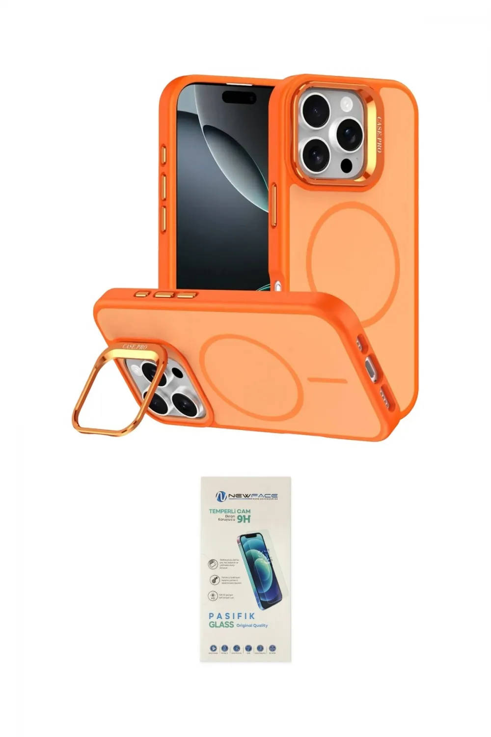 ieg™ iPhone 16 Pro Max Kılıf Çekirdek Klasik - Şeffaf Pasifik Cam Ekran Koruyucu
