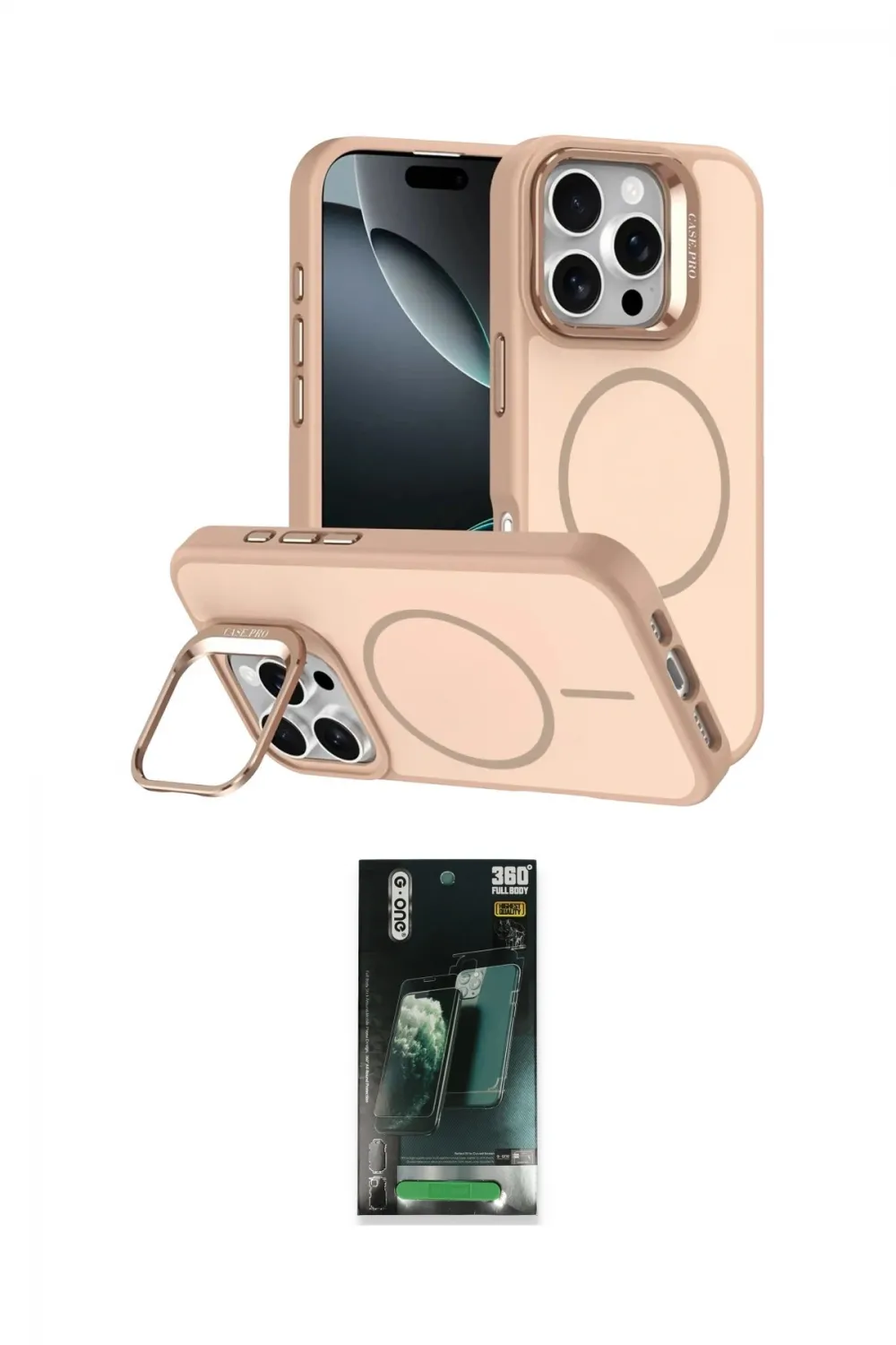 ieg™ iPhone 16 Pro Max Kılıf Çekirdek Klasik - Siyah 360 Mat Full Body Arka Koruyucu
