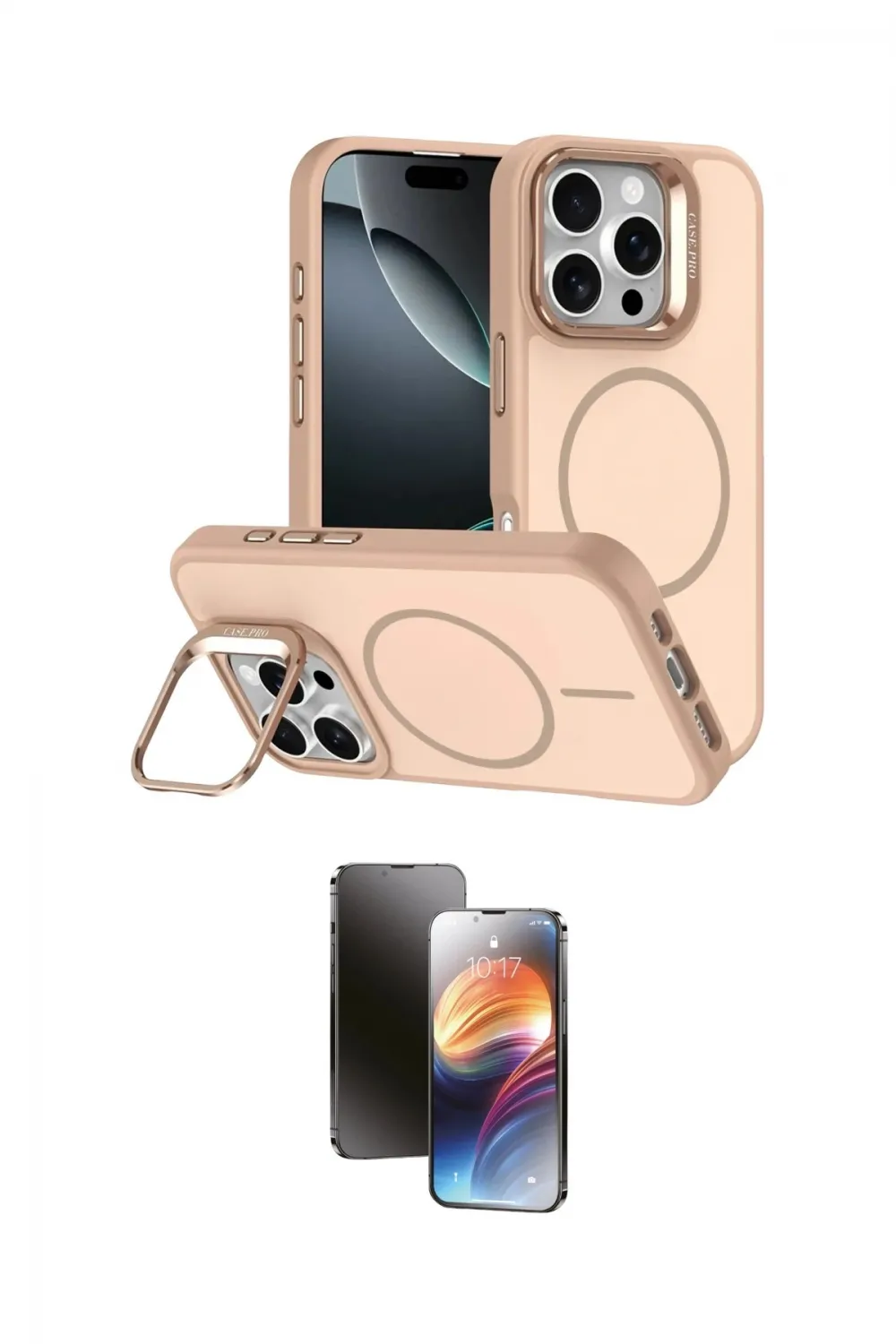 ieg™ iPhone 16 Pro Max Kılıf Çekirdek Klasik - Siyah 3D Antistatik Mat Seramik Nano Ekran Koruyucu