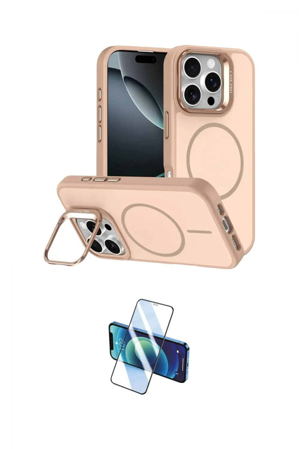 ieg™ iPhone 16 Pro Max Kılıf Çekirdek Klasik - Siyah 3D Antistatik Seramik Nano Ekran Koruyucu