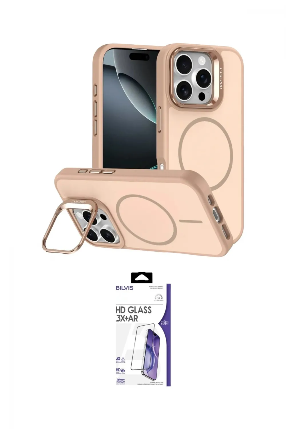 ieg™ iPhone 16 Pro Max Kılıf Çekirdek Klasik - Siyah Bilvis 3X AR HD Cam Ekran Koruyucu