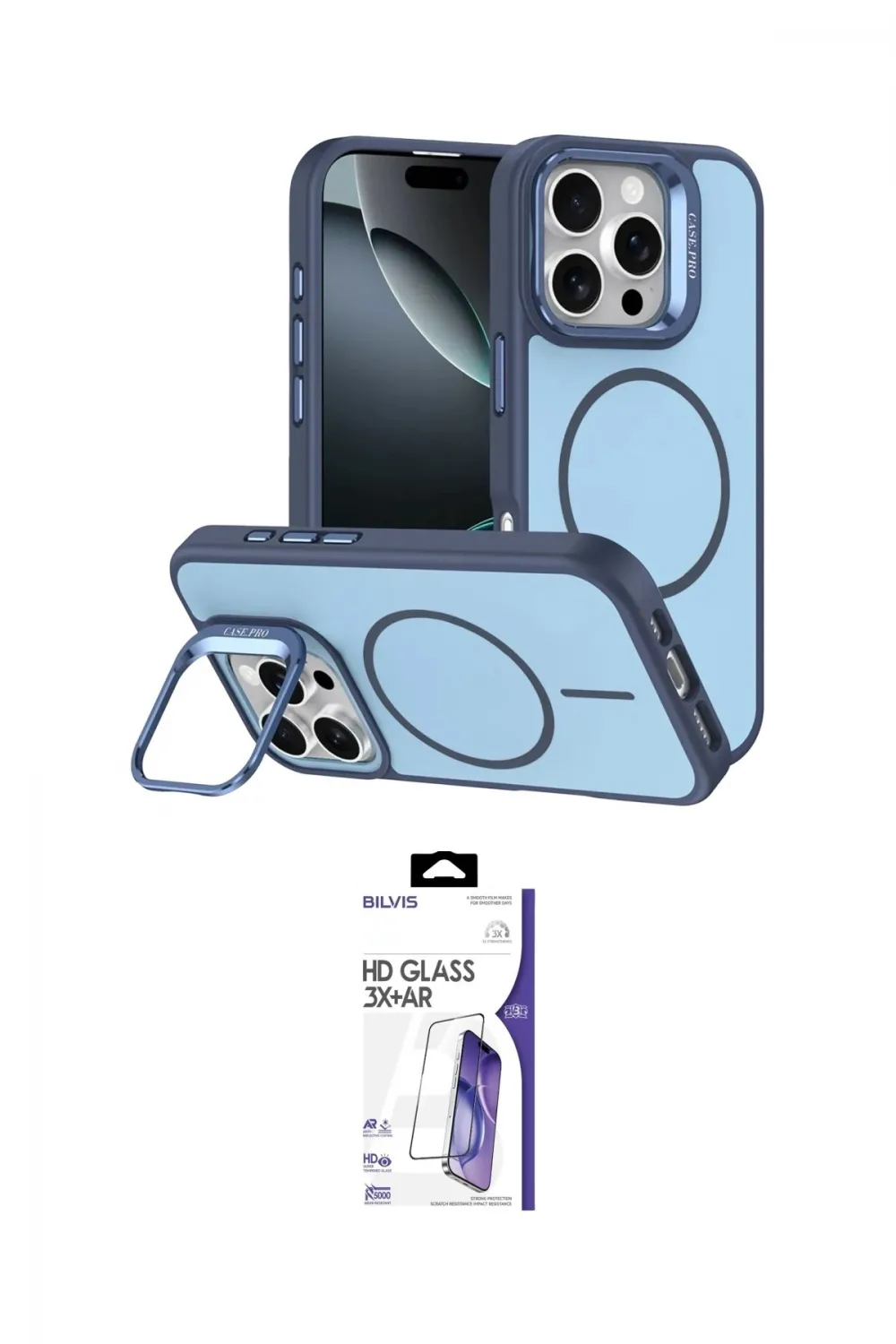 ieg™ iPhone 16 Pro Max Kılıf Çekirdek Klasik - Siyah Bilvis 3X AR HD Cam Ekran Koruyucu