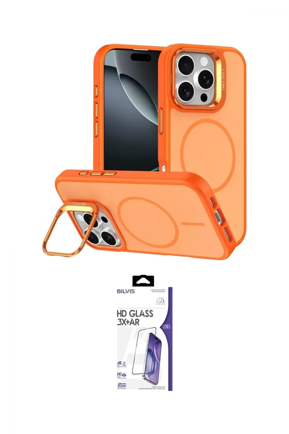 ieg™ iPhone 16 Pro Max Kılıf Çekirdek Klasik - Siyah Bilvis 3X AR HD Cam Ekran Koruyucu
