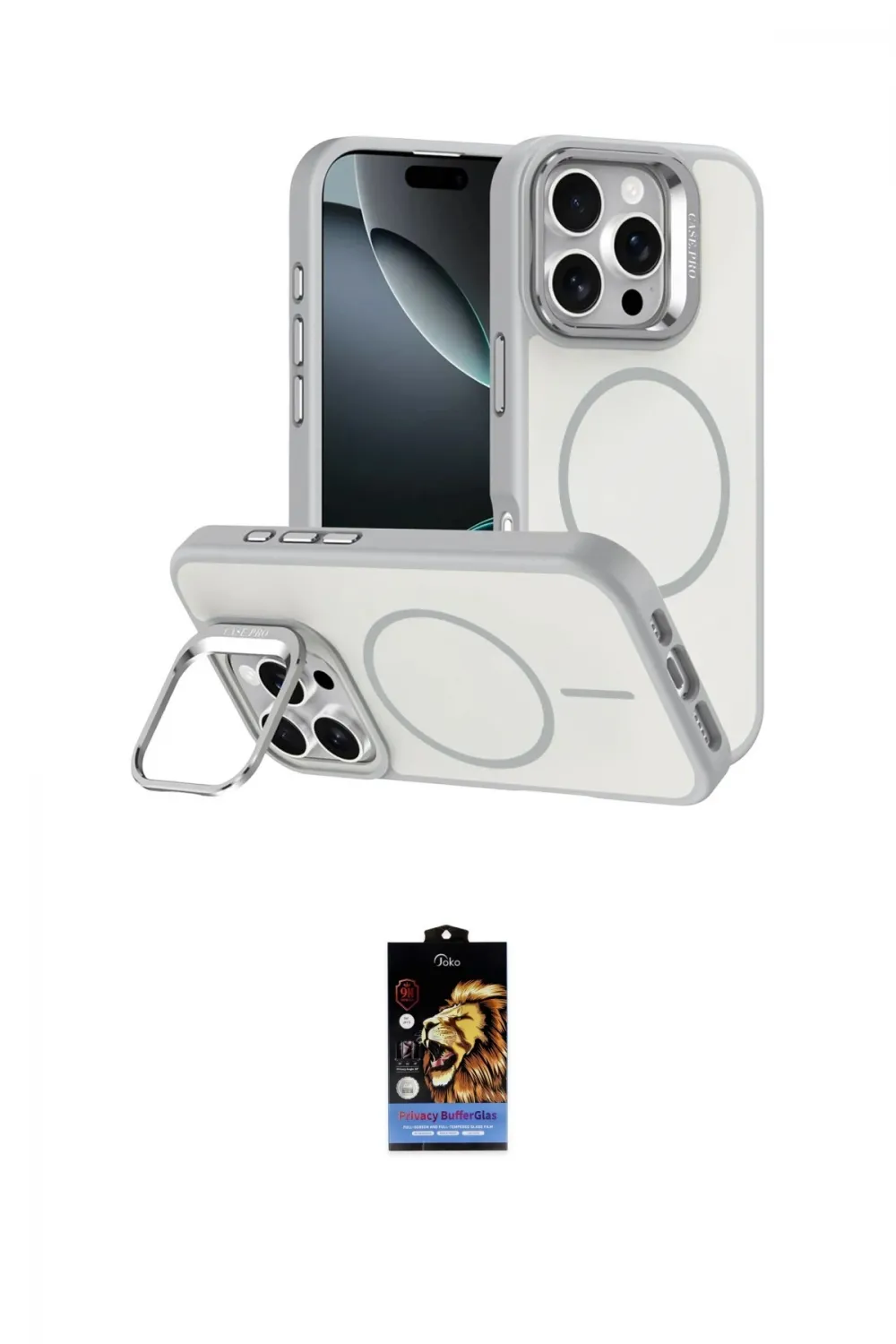 ieg™ iPhone 16 Pro Max Kılıf Çekirdek Klasik - Siyah Buffer Hayalet Cam Ekran Koruyucu