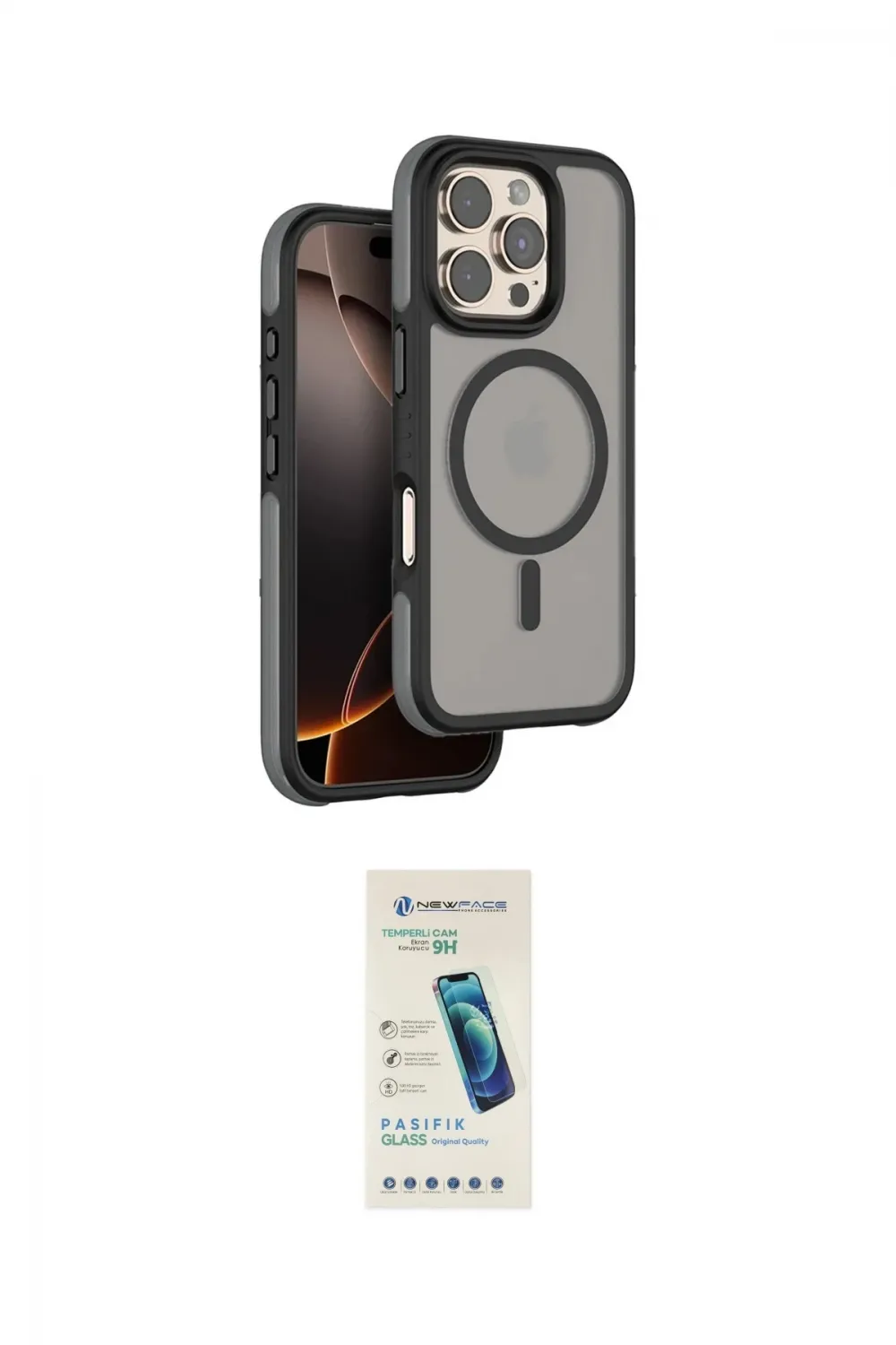 ieg™ iPhone 16 Pro Max Kılıf Çekirdek Minimal Prime - Şeffaf Pasifik Cam Ekran Koruyucu
