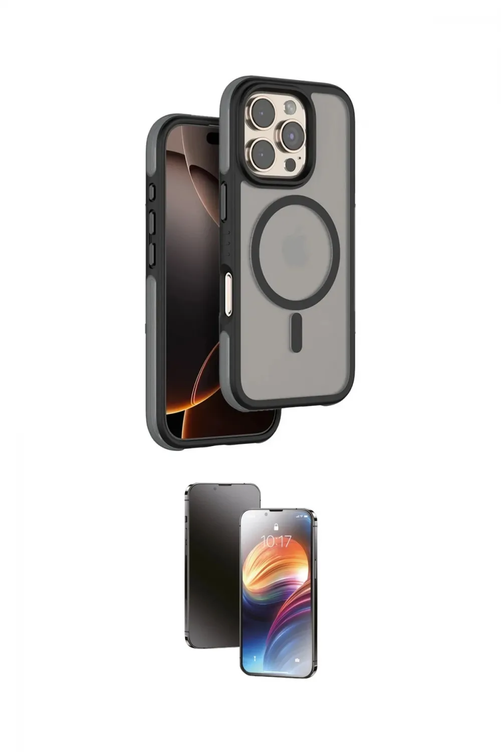ieg™ iPhone 16 Pro Max Kılıf Çekirdek Minimal Prime - Siyah 3D Antistatik Mat Seramik Nano Ekran Koruyucu