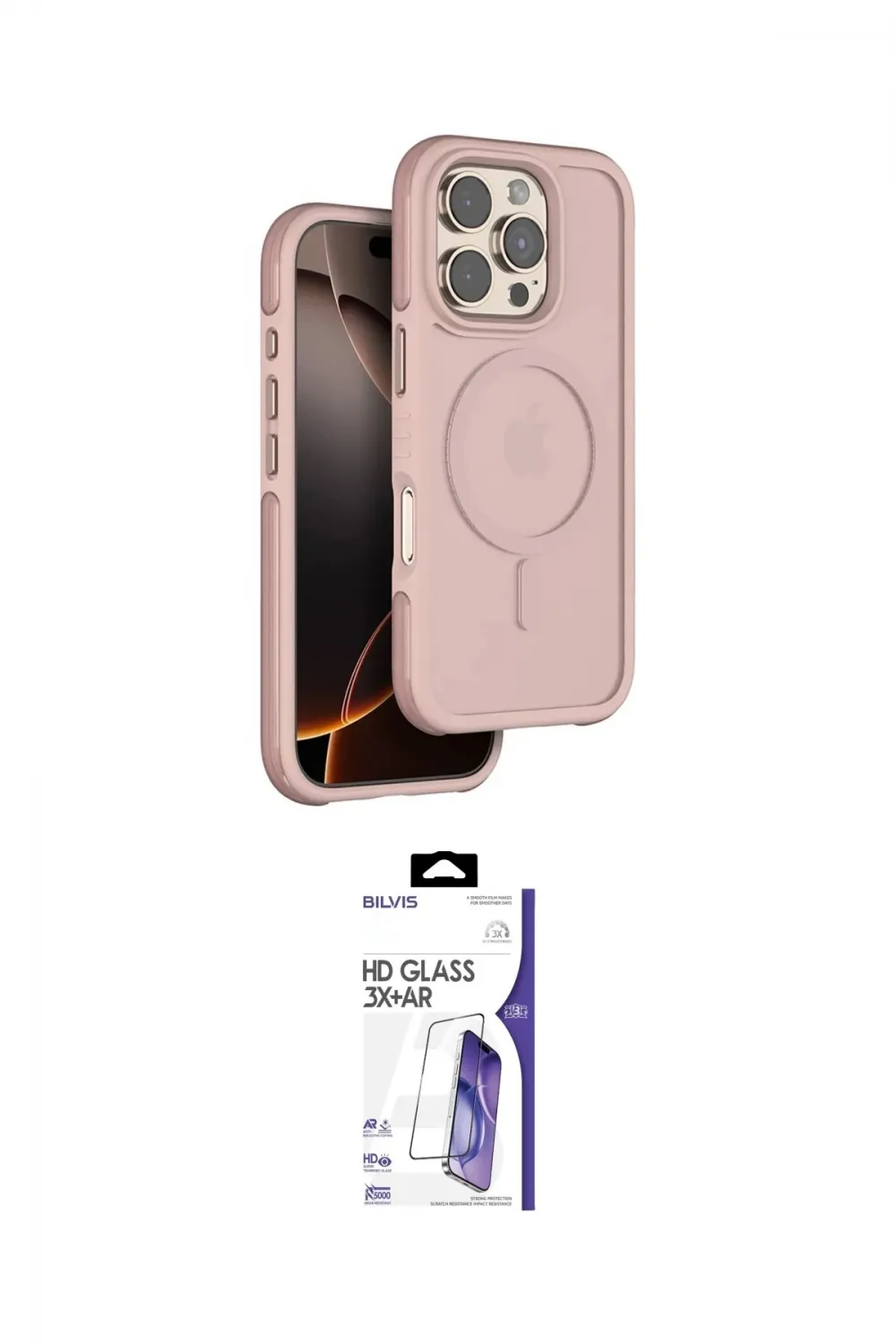 ieg™ iPhone 16 Pro Max Kılıf Çekirdek Minimal Prime - Siyah Bilvis 3X AR HD Cam Ekran Koruyucu