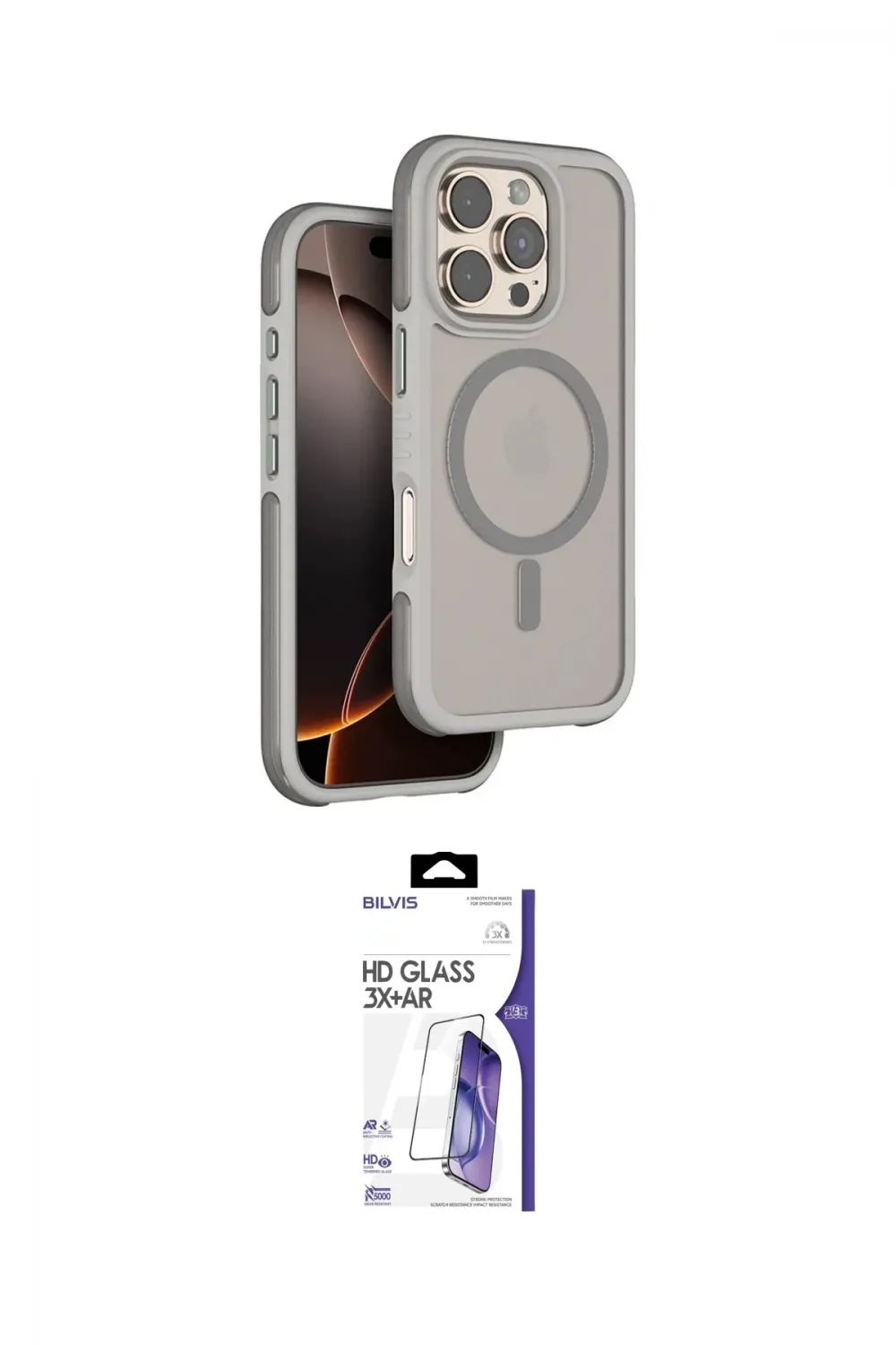 ieg™ iPhone 16 Pro Max Kılıf Çekirdek Minimal Prime - Siyah Bilvis 3X AR HD Cam Ekran Koruyucu