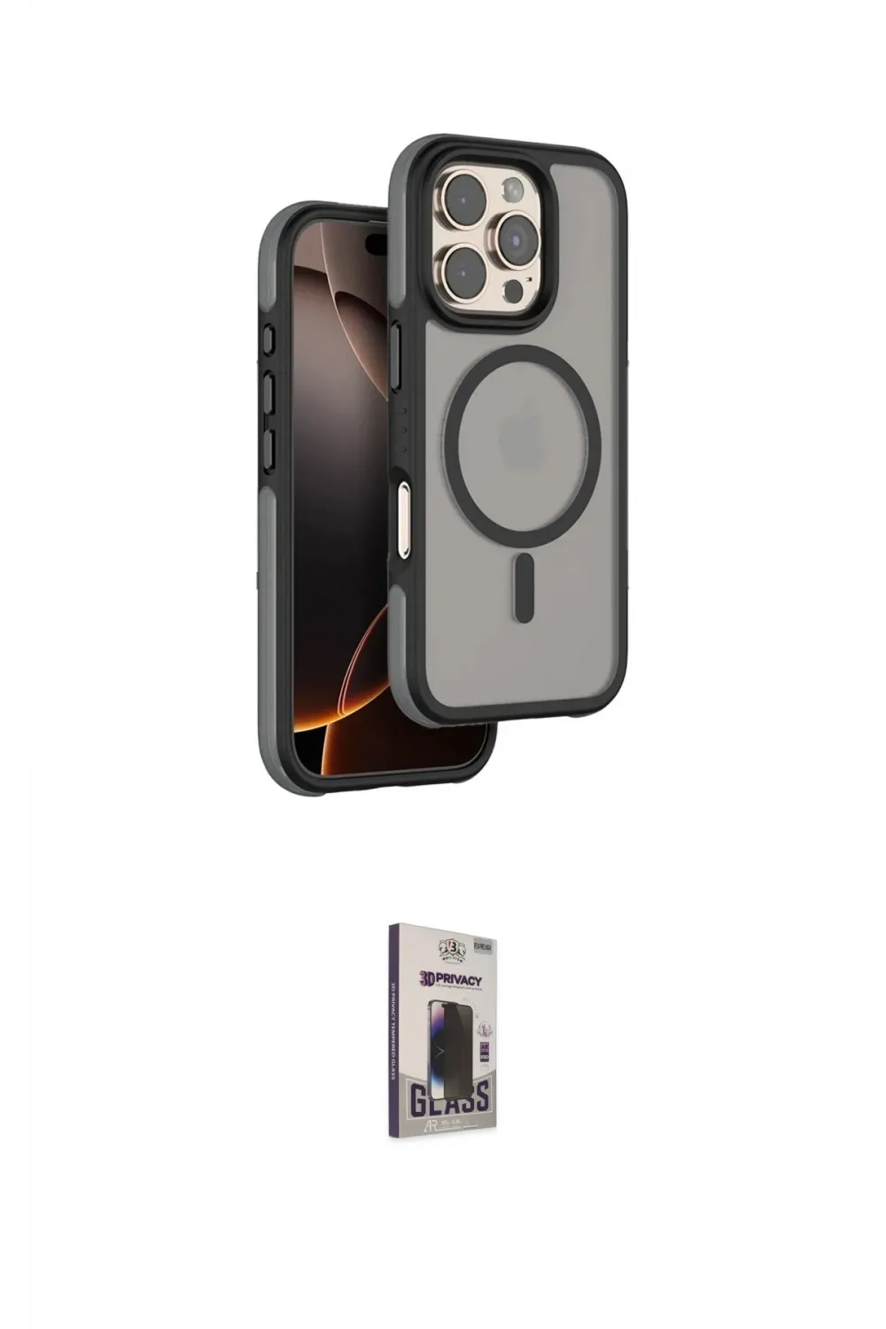 ieg™ iPhone 16 Pro Max Kılıf Çekirdek Minimal Prime - Siyah Bilvis Hayalet Cam Ekran Koruyucu