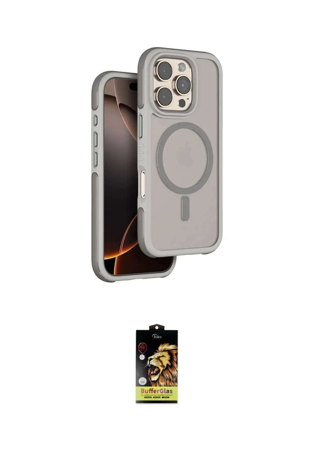 ieg™ iPhone 16 Pro Max Kılıf Çekirdek Minimal Prime - Siyah Buffer Cam Ekran Koruyucu