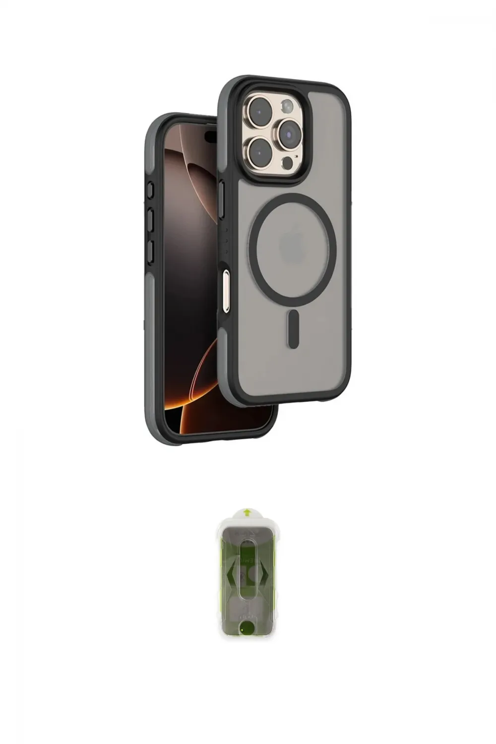 ieg™ iPhone 16 Pro Max Kılıf Çekirdek Minimal Prime - Siyah Joko Magic 5D Hayalet Cam