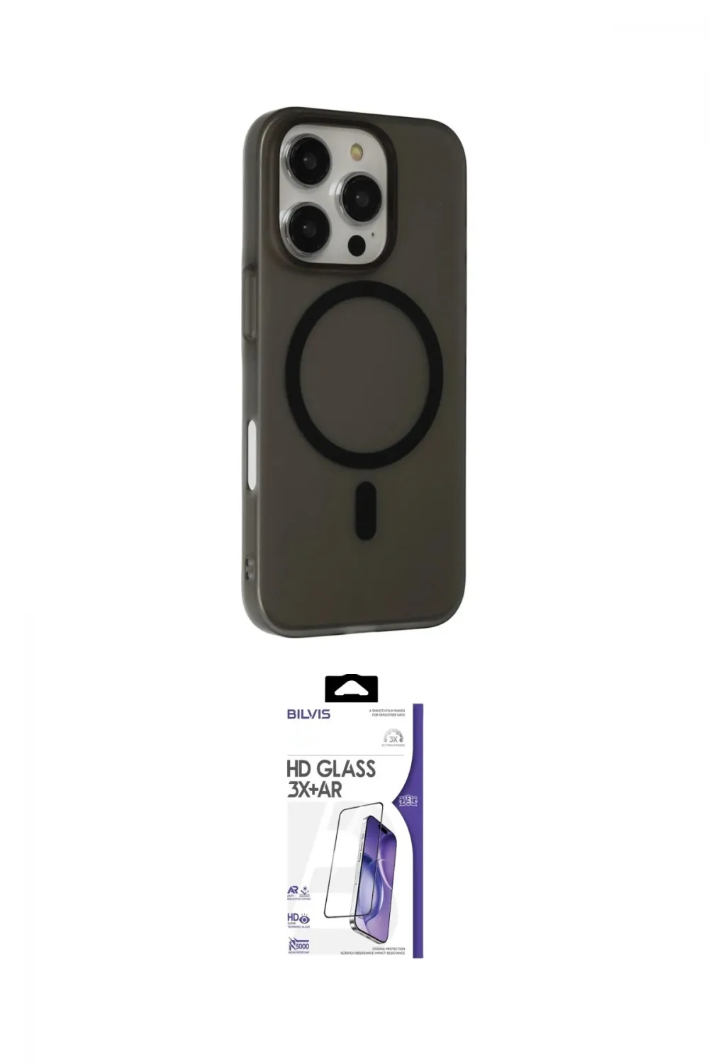ieg™ iPhone 16 Pro Max Kılıf Çekirdek Modern Prime - Siyah Bilvis 3X AR HD Cam Ekran Koruyucu
