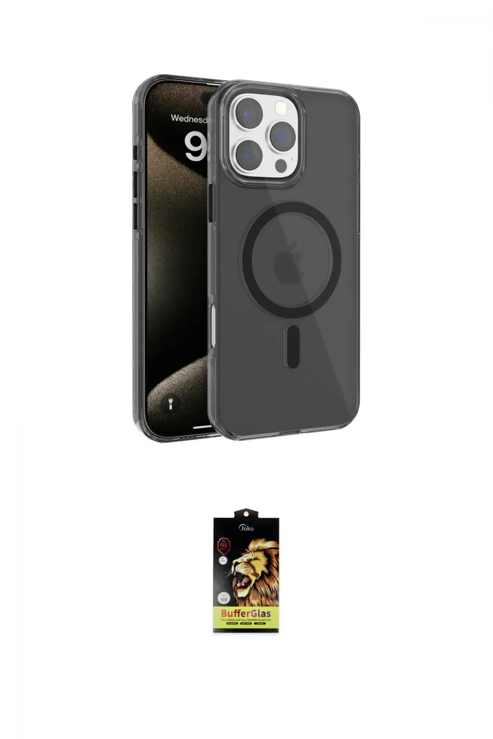ieg™ iPhone 16 Pro Max Kılıf Doruk Doku Özel Seri - Siyah Buffer Cam Ekran Koruyucu